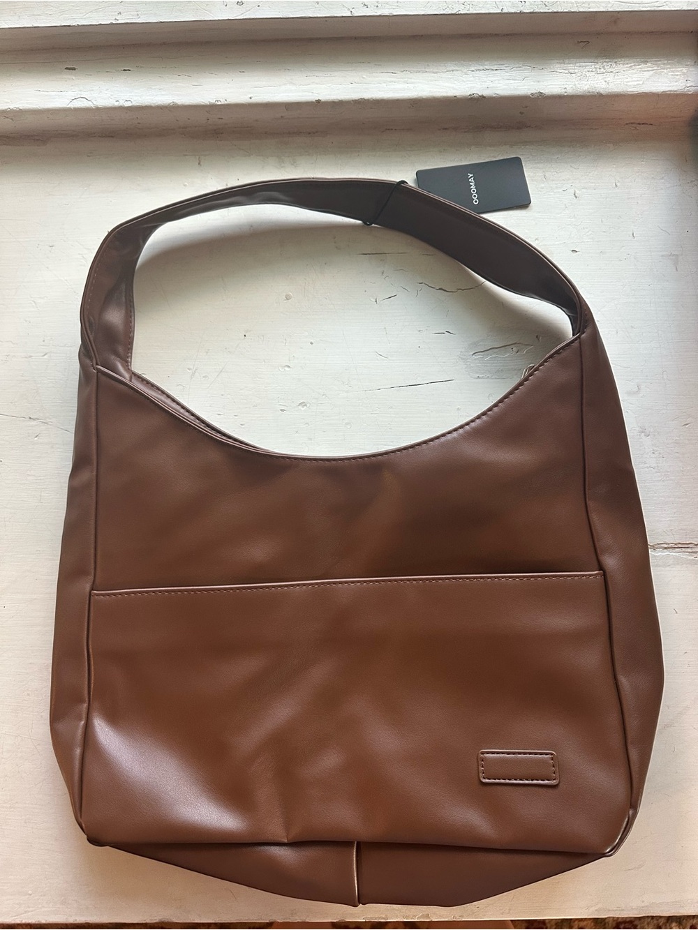 Brown Leather-Look Shoulder Bag for Women